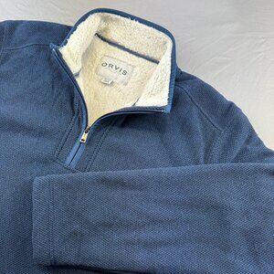 Orvis 1/4 Zip Fleece Lined Pullover Sweater Jacket Mens Size XXL Color Blue